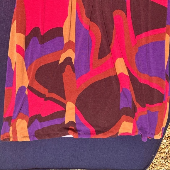 Boden Elena Knit fixed Wrap Long Sleeve V Neck Colorful Abstract Women's Dress M - Picture 4 of 5